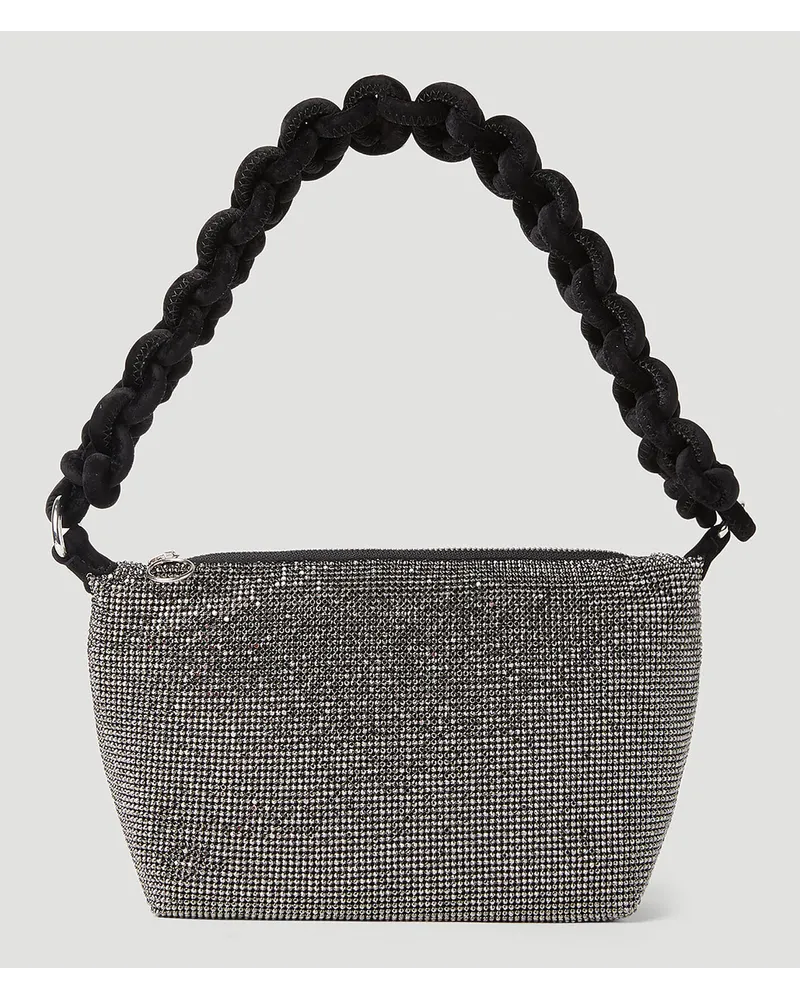 KARA Crystal Cobra Pouch Shoulder Bag Silver