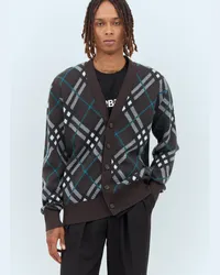 Burberry Check Wool Cardigan Grey