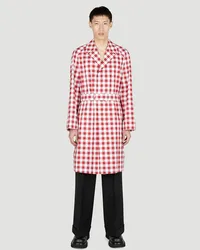 Prada Check Trench Coat Red