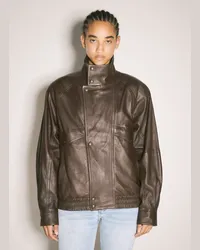 Saint Laurent Bomber Leather Jacket Brown