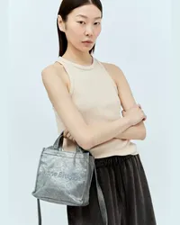 Acne Studios Logo Embossed Mini Tote Bag Silver