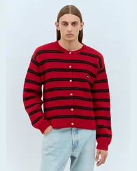 Miu Miu Stripe Cardigan Red