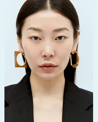 Jacquemus Les Creoles Round Carré Earrings Gold