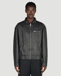 Prada Zip Up Leather Jacket Black