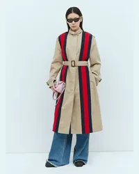 Gucci Gabardine Trench Coat With Web Stripe Beige