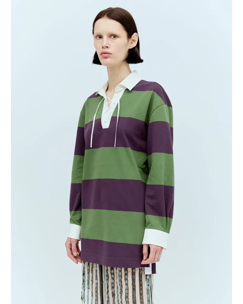 Dries van Noten Striped Polo Shirt Purple