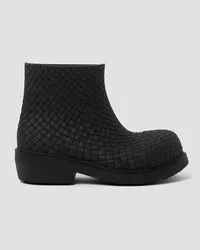 Bottega Veneta Fireman Intreccio Rubber Anke Boot Black