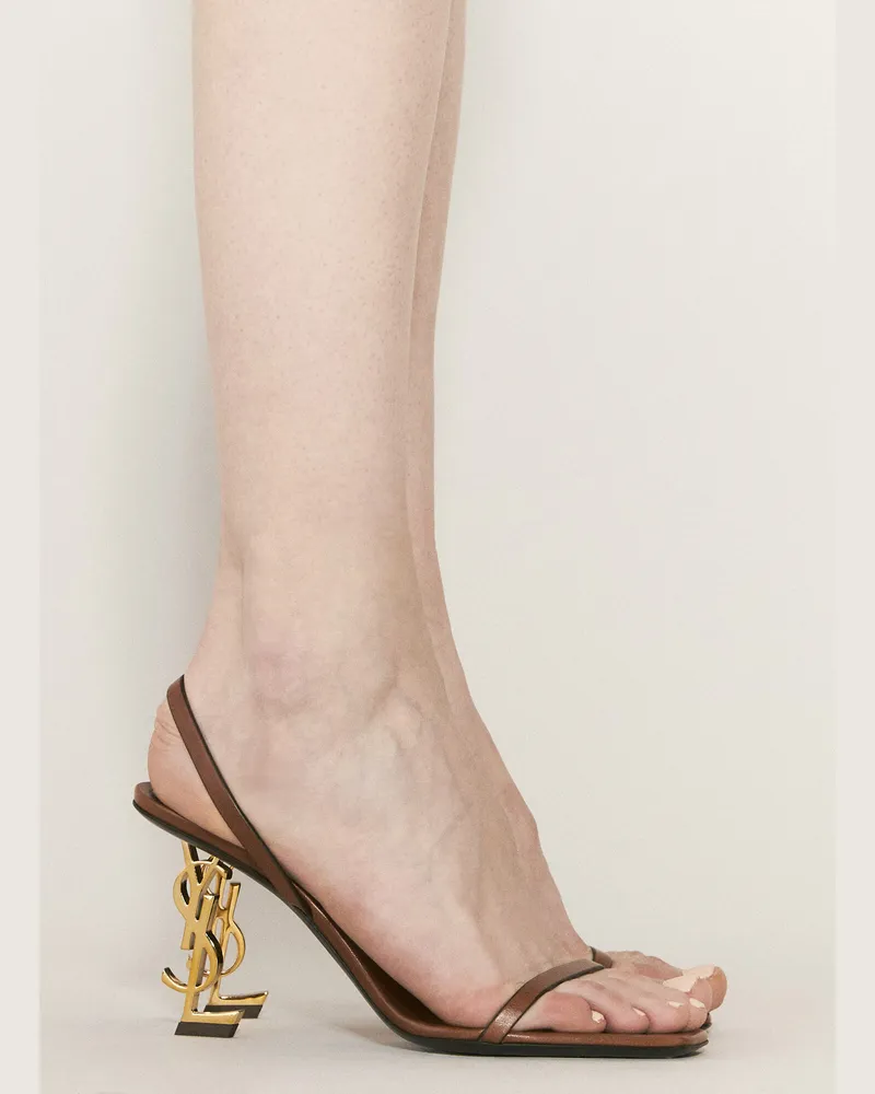 Saint Laurent Opyum Slingback Sandals Brown