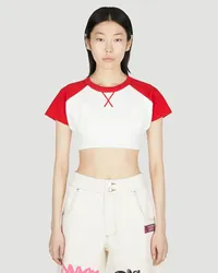 Meryll Rogge Cropped Baseball Top White