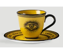 Set Of Two Star Eye Demitasse Cups With Saucers