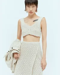 Bottega Veneta Textured Knit Crop Top Beige