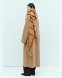 Totême Monogram Jacquard Wool Scarf Camel