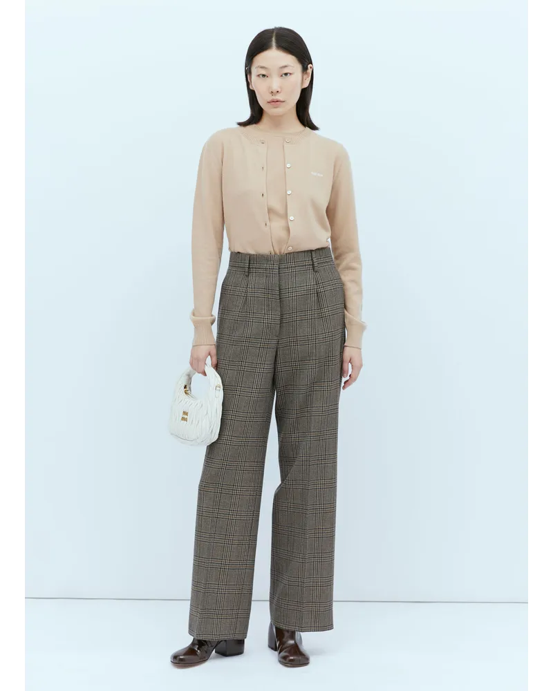 Miu Miu Check Pants Brown