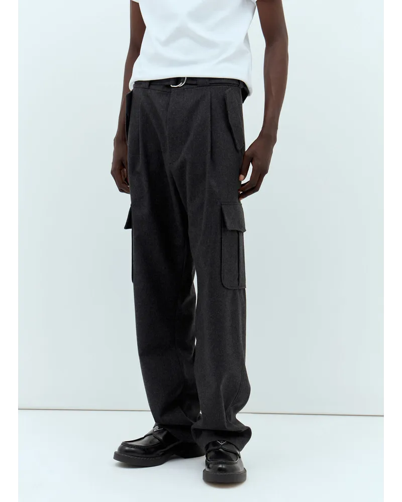 Prada Flannel Cargo Pants Grey