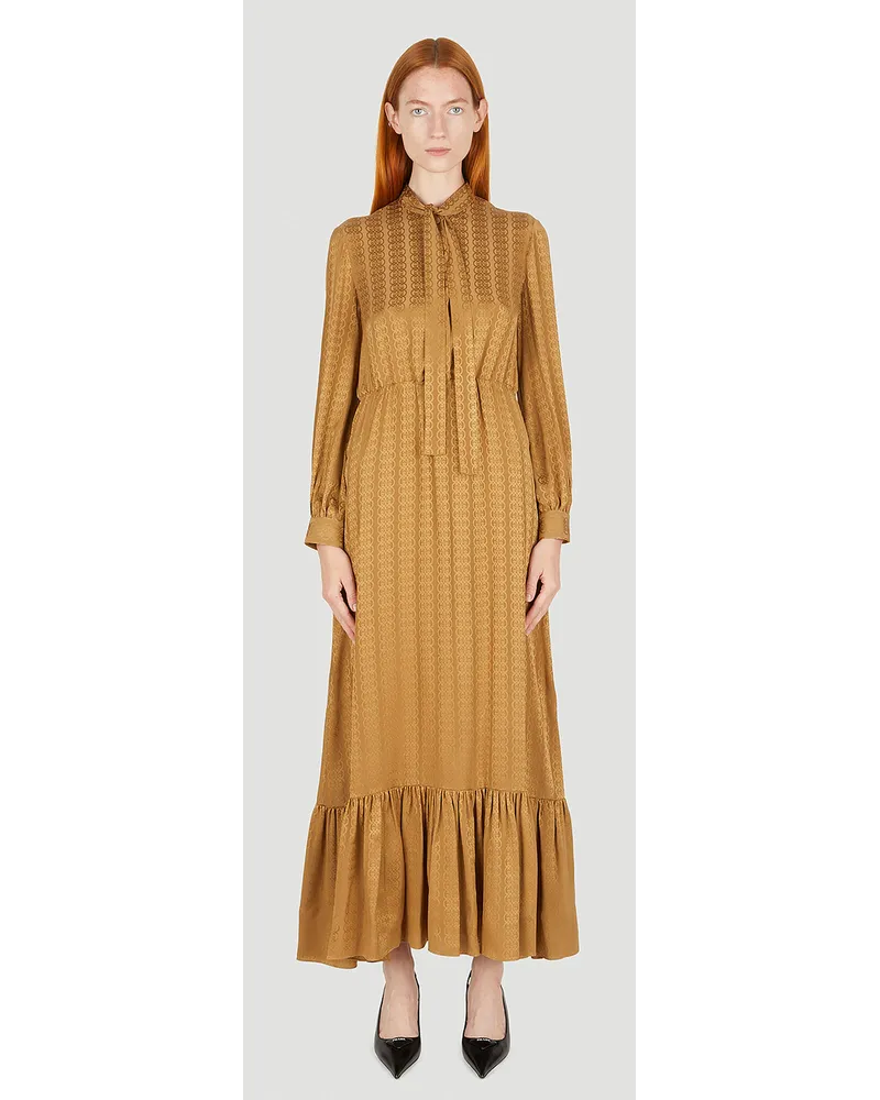 Gucci Gg Jacquard Dress Camel