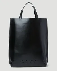 Ganni Banner Medium Tote Bag Black