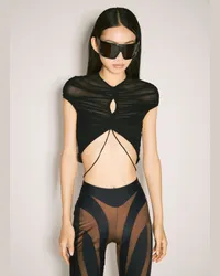 Thierry Mugler Mesh Crop Top Black