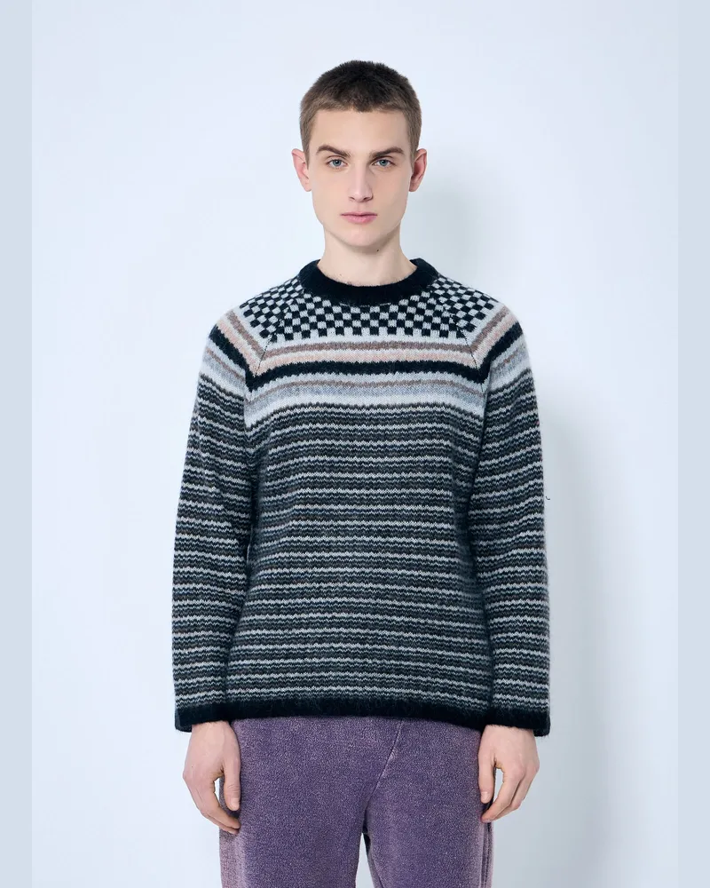 NOMA t.d. Checker And Striped Sweater Grey
