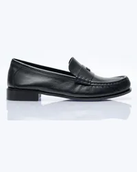 Max Mara Logo Plaque Leather Loafers Black