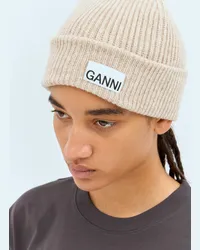 Ganni Rib Beanie Hat Beige