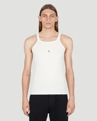 Saint Laurent Logo Embroidery Rib Tank Top Beige