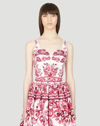 Dolce & Gabbana Majolica Print Bustier Top White