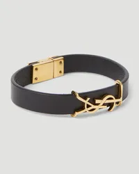 Saint Laurent Cassandre Leather Bracelet Black