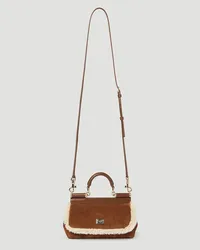 Dolce & Gabbana Sicily Suede Small Handbag Brown