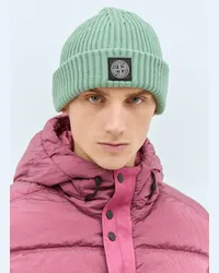 Stone Island Logo Patch Beanie Hat Green