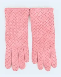 Bottega Veneta Suede Intrecciato Gloves Pink