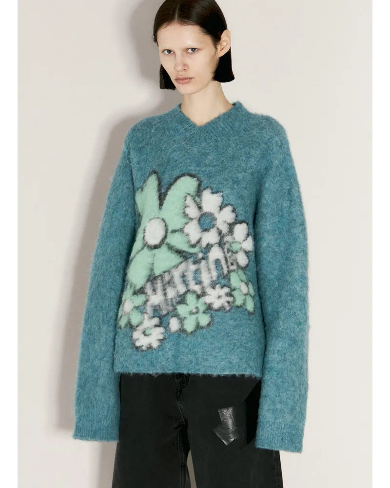 Martine Rose Boxy V Neck Sweater Blue