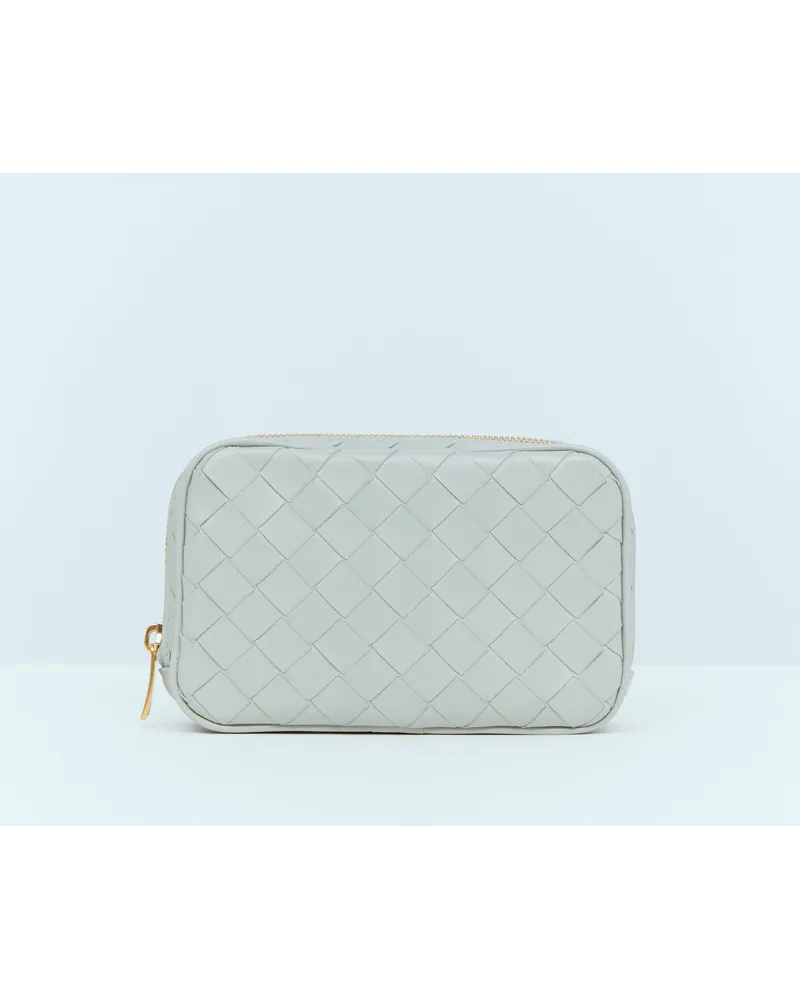 Bottega Veneta Small Intrecciato Zip Pouch Grey