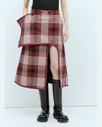 Issey Miyake Counterpoint Check Skirt Red