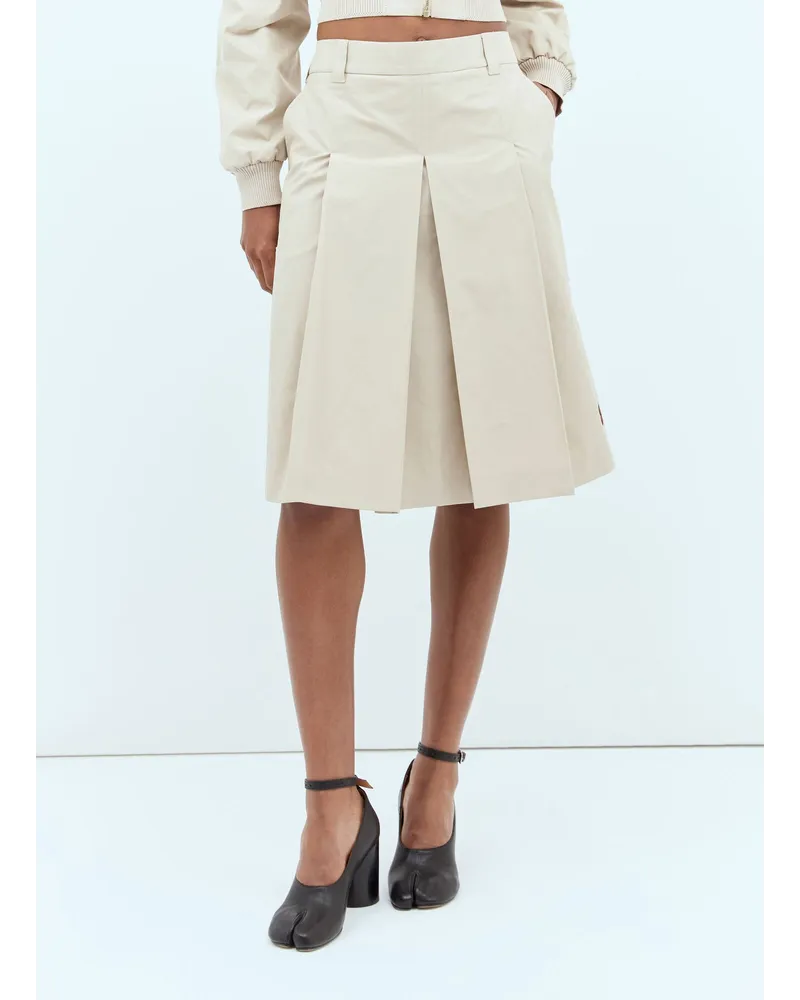 Miu Miu Pleated Midi Skirt Beige