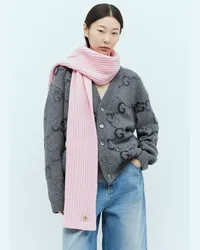 Gucci Double G Wool Cashmere Scarf Pink