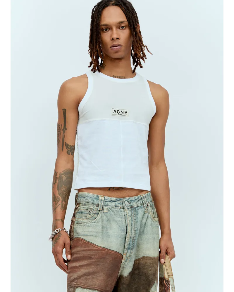 Acne Studios Logo Patch Tank Top White