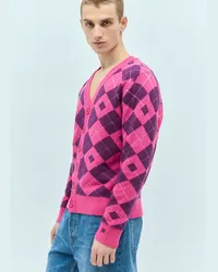 Acne Studios Argyle Jacquard Cardigan Pink