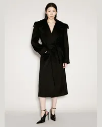 Saint Laurent Cashmere And Wool Belted Coat Black