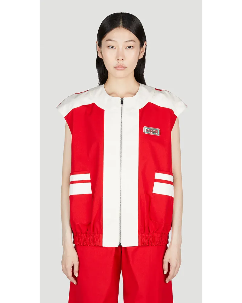 Gucci Logo Patch Gilet Track Jacket Red