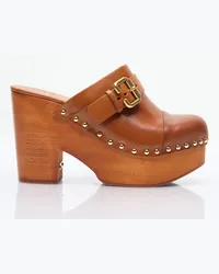 Chloé Jeannete Wedge Clogs Brown