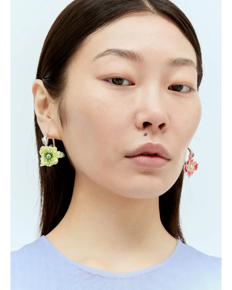 Acne Studios Flower Earrings Silver