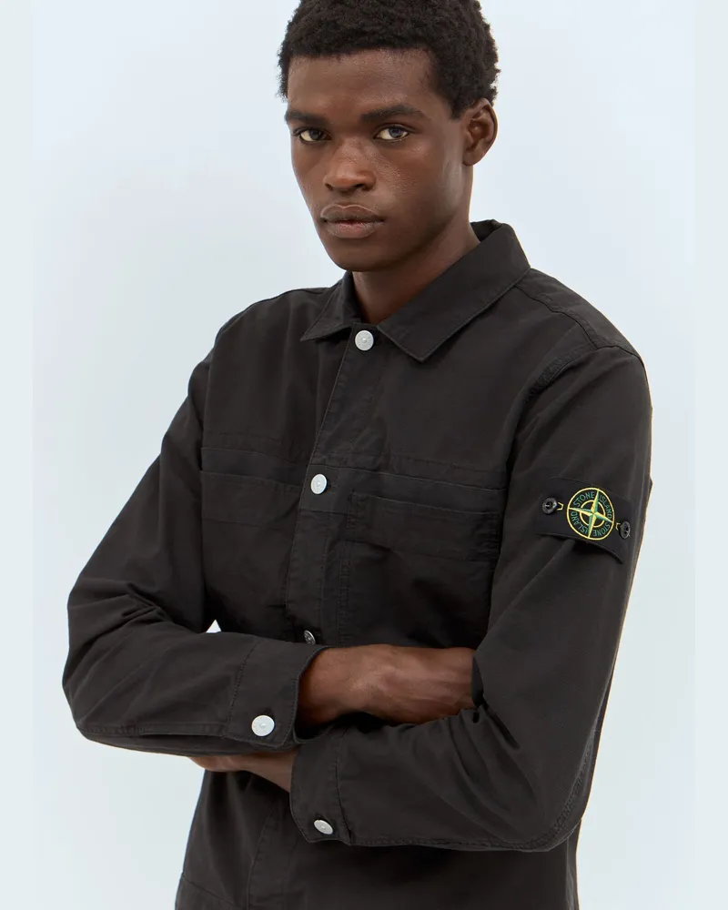 Stone Island Canvas Overshirt Black