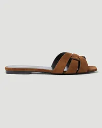 Saint Laurent Tribute Sandals Brown