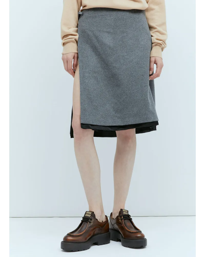 Miu Miu Velour Midi Skirt Grey