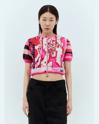 Vivienne Westwood Graffiti Cropped Cardigan Pink