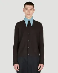 Prada Contrast Point Collar Cardigan Brown