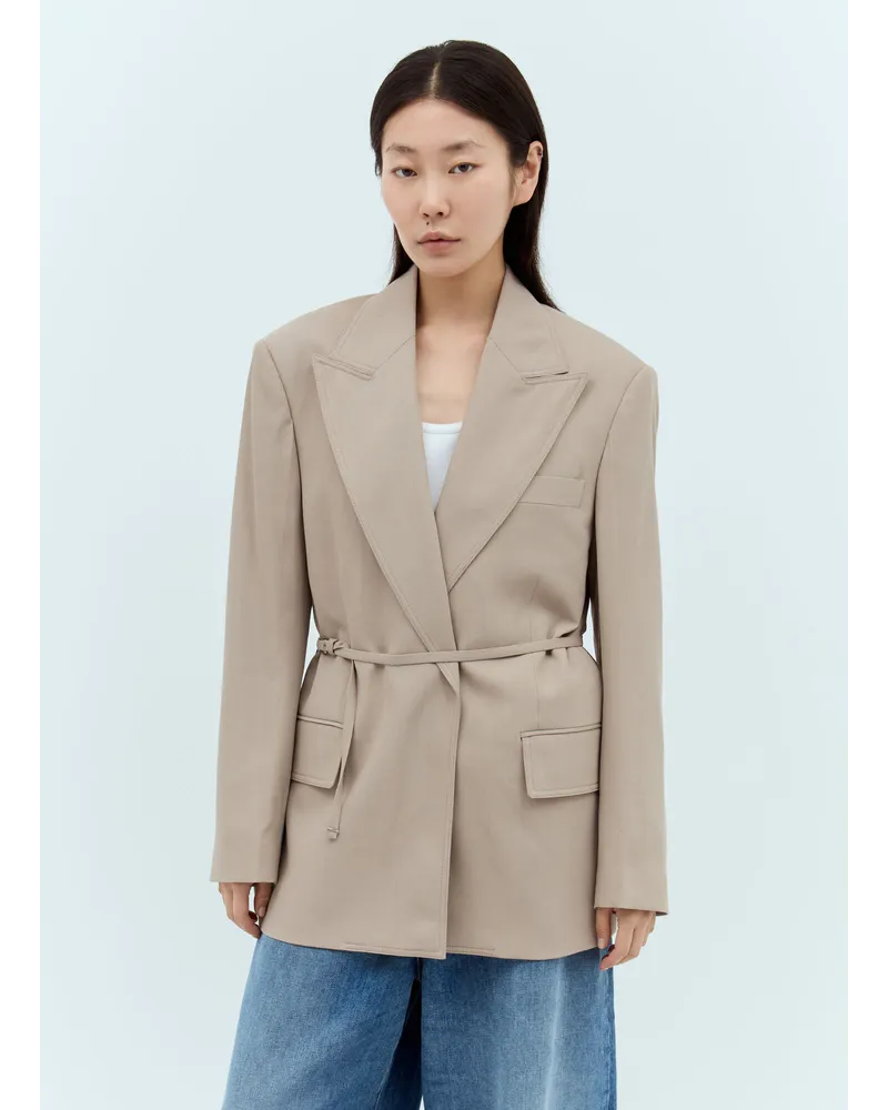 Acne Studios Peak Lapels Belted Blazer Beige