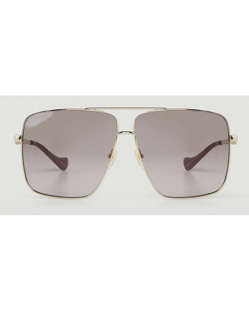 Gucci Navigator Square Frame Sunglasses Gold