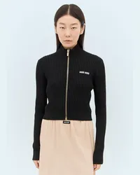 Miu Miu Wool Rib Cardigan Black