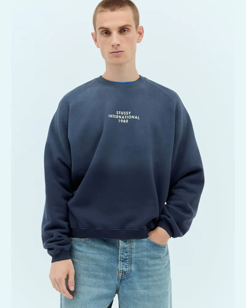 Stüssy Logo Print Sweathshirt Navy